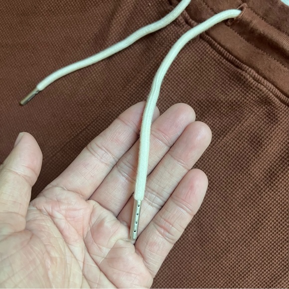 MATE THE LABEL brown thermal waffle knit elastic waist wide leg cropped pants - Picture 4 of 6